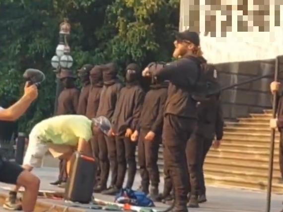 National Socialists demonstrated on the steps of the Victorian Â Parliament on 20 December 2024 with a banner emblazoned with the slogan Jews Â hate freedom. Picture: X.