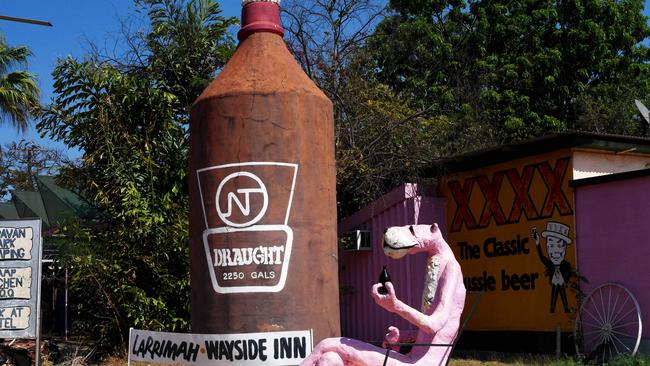 Larrimah Pink Panther Hotel is situated south of Mataranka on the Stuart Hwy in the Northern Territory. Picture: Elise Derwin