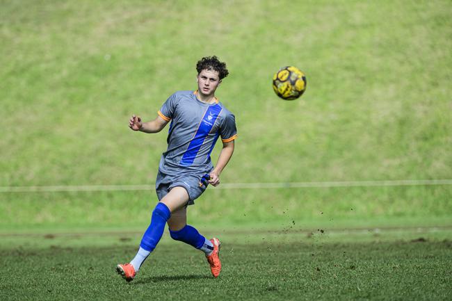 Zane North of Churchie against TGS in Round 4 GPS First XI football competition at Grammar, Saturday, May 17, 2025. Picture: Kevin Farmer