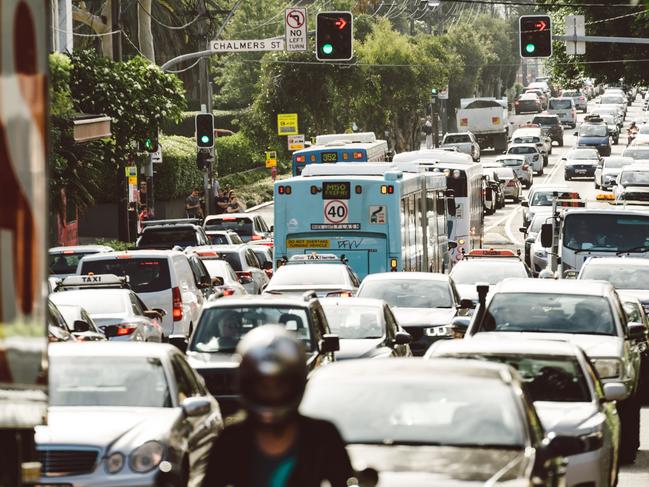 DAILY TELEGRAPH - Traffic along Cleveland Street on Wednesday afternoon, January 16, 2019.Pictured is Cleveland Street between Elizabeth Street and Regent Street at 5:42 PM.Picture: Michael Bilbe-Taylor