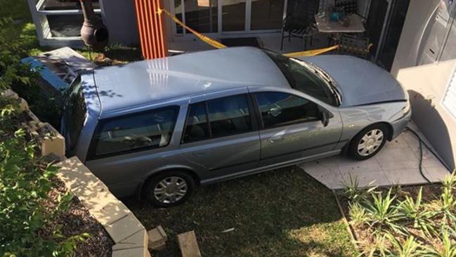 The Ford Falcon stuck in a courtyard in Seaview Ave, Newport.