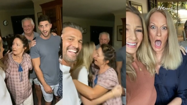 Tim Robards and Anna Heinrich's baby reveal to their parents is the cutest thing ever