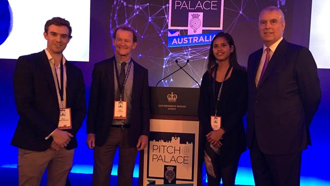 Nev Hyman (second from left) being presented with the 2017 Pitch@Palace entrepreneurial award from Prince Andrew.