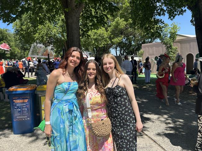 Hope, Amber and Hannah enjoying the Melbourne Cup. Picture: Oscar Jaeger