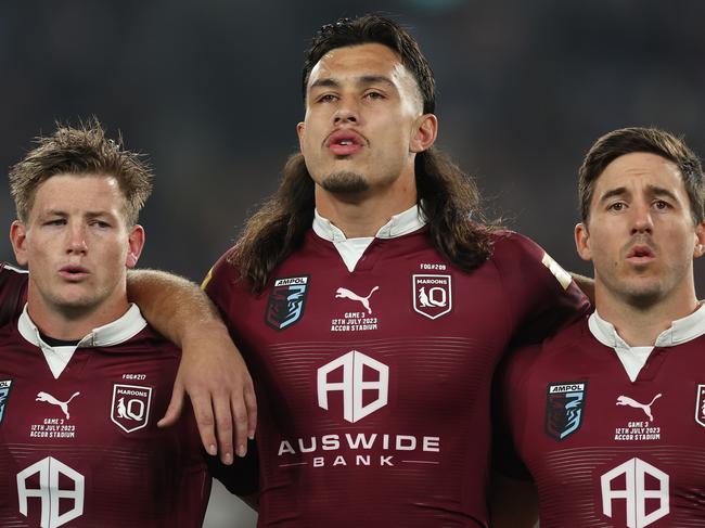 Tino Fa’asuamaleaui (C) will miss the 2024 Origin series. Picture: Mark Kolbe/Getty Images