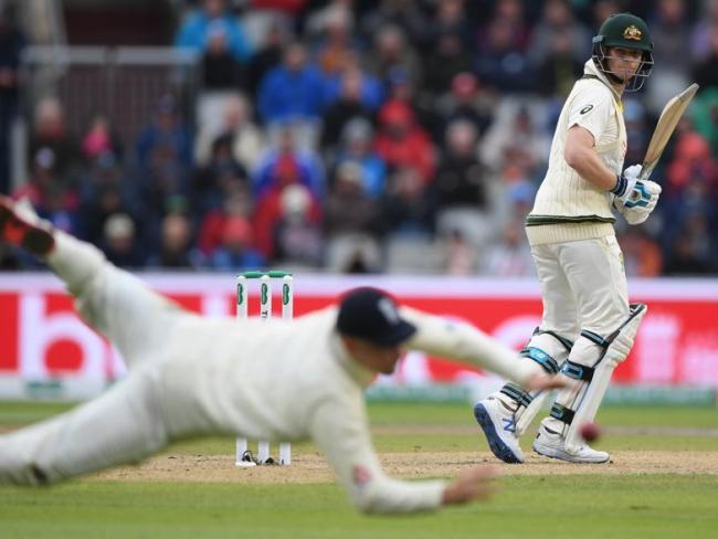 Steve Smith posted an unbeaten and chancless half century on day one at Old Trafford.