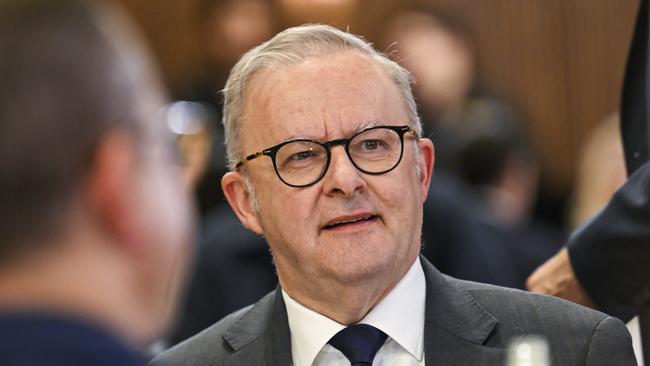 Prime Minister Anthony Albanese at the National Press Club. Picture: NewsWire/Martin Ollman