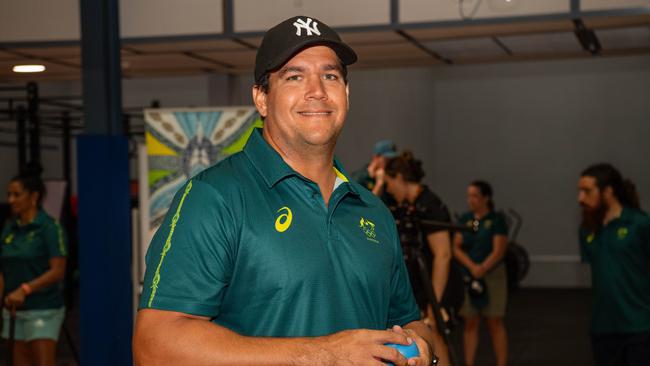 Travis Carroll as Olympians and scholarship coaches run training sessions for Katherine youth at RAAF Base Tindal. Picture: Pema Tamang Pakhrin