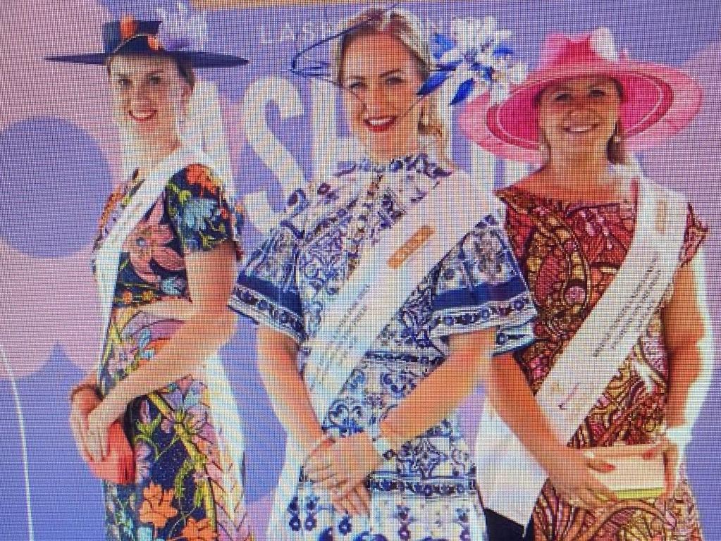 Darwin Cup Carnival fashion winners, from left: Brooke Prince, third place, Stephanie Berlin, first and Kiri Marschall, second place. Pic: Darwin Turf Club