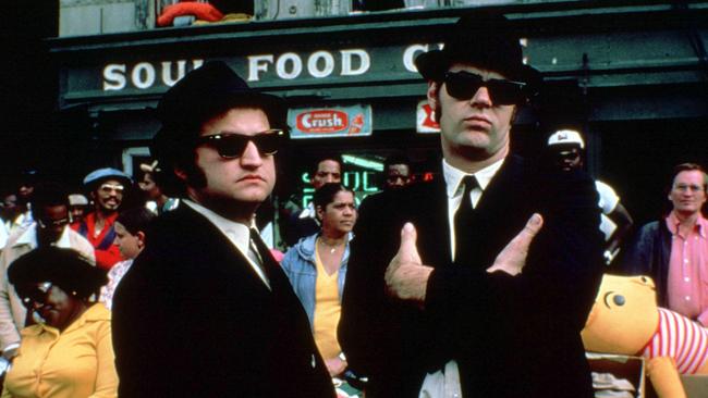 John Belushi and Dan Aykroyd (R) in the 1980 film The Blues Brothers.