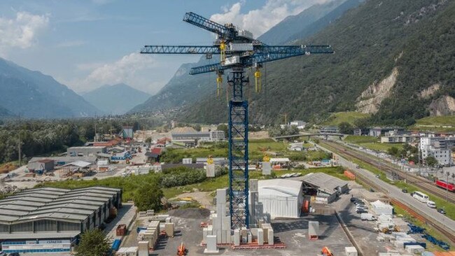 Energy Vault's grid scale EV1 Tower Commercial Demonstration Unit in Ticino, Switzerland, using its gravity-based energy storage system. Townsville zinc refinery is installing the technology.