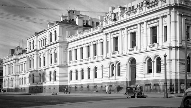 The Titles Office, on the corner of Queen and Little Lonsdale Streets, where James Scriven was murdered. Picture: State Library of Victoria