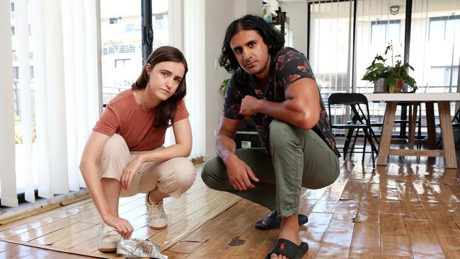 Sydney renters forced to live in a home with sopping, warping floorboards. Picture: Tim Hunter.