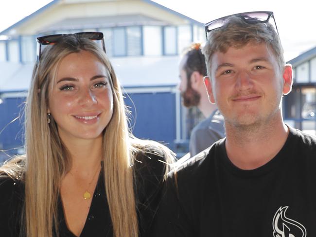 Courtney Fullbrook and Mitchell Lee at the Fishermans Wharf, which is closing down today, Sunday, June 25, 2023. The once famous waterfront tavern hosted huge acts in its heyday including Nirvana. Photo: Regi Varghese