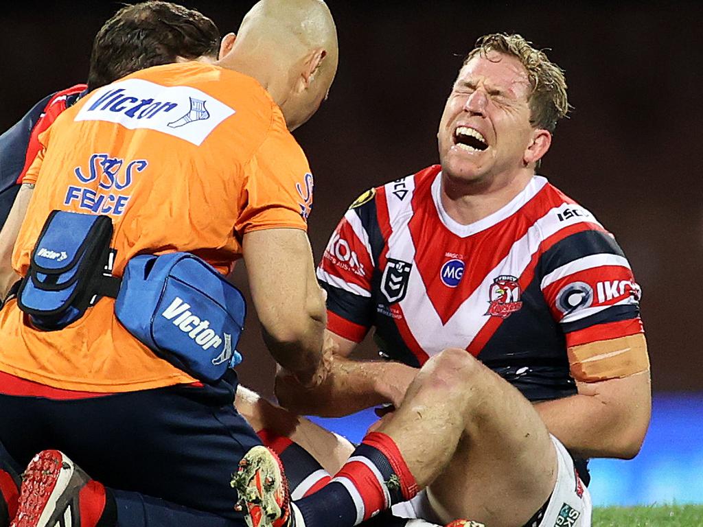 Roosters' Mitch Aubusson injury was confronting.