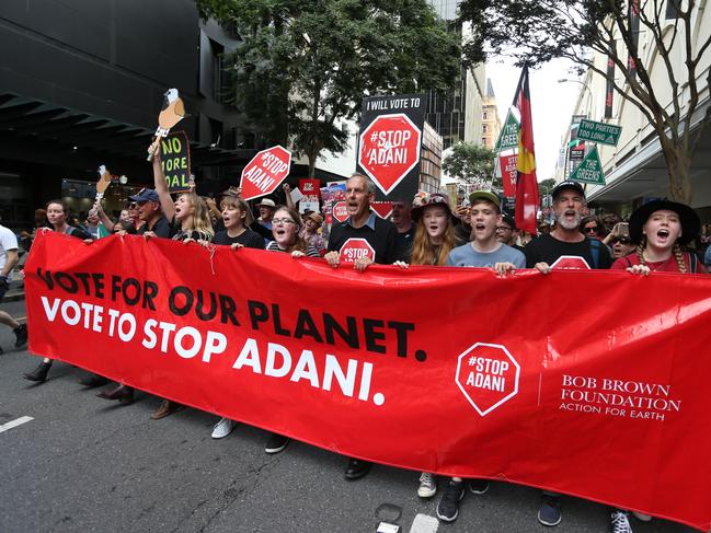 One of numerous protests to stop the Adani mine going ahead. Picture: Richard Waugh/AAP