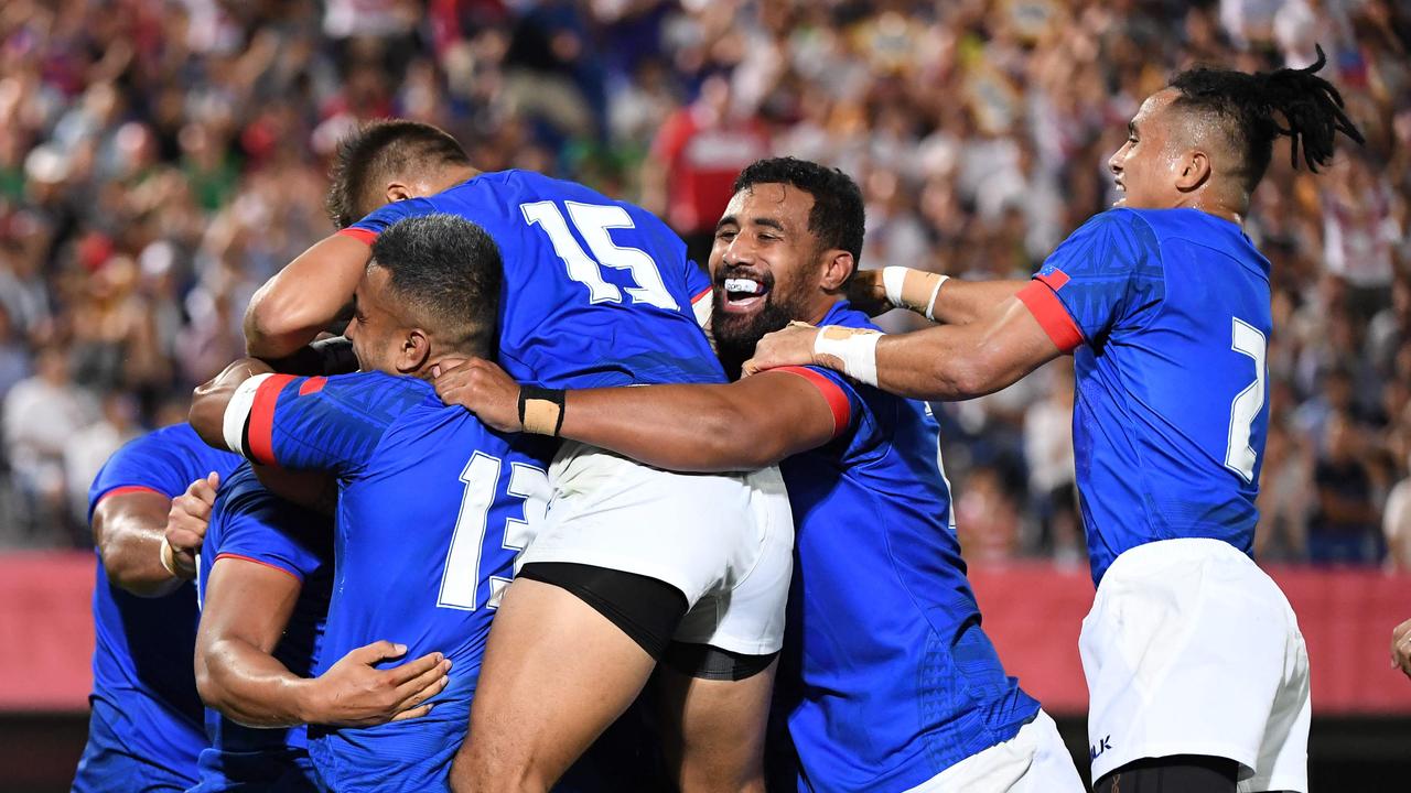 Samoa are celebrating their first-up win over Russia at the World Cup.