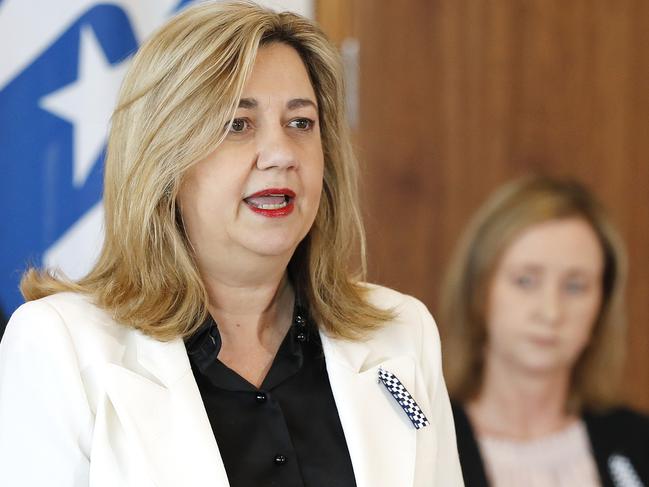 BRISBANE, AUSTRALIA - NewsWire Photos DECEMBER 15, 2022:  Queensland Premier Annastacia Palaszczuk pictured addressing the media at One William St regarding the DNA Inquiry Report. Picture: NCA NewsWire / Josh Woning