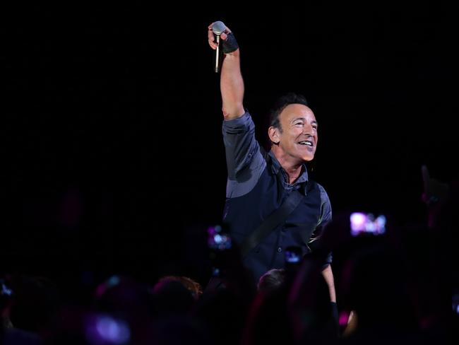 Bruce Springsteen, pictured in Sydney in February 2014, just broke the four-hour mark for his concerts in America. Picture: Stephen Cooper