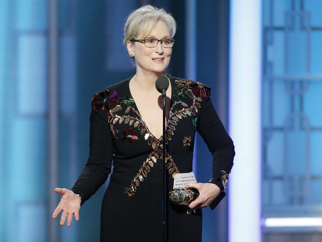 Meryl Streep accepts Cecil B. DeMille Award during the 74th Annual Golden Globe Awards. Picture: Getty