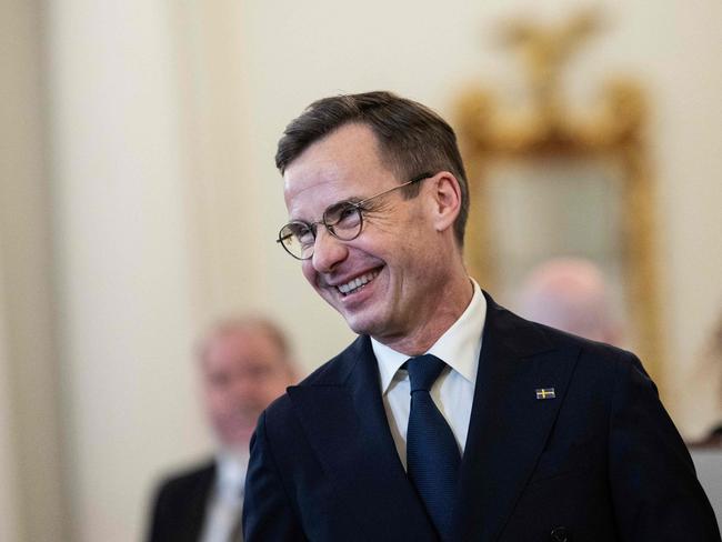 Swedish Prime Minister Ulf Kristersson attends the NATO ratification ceremony with US Secretary of State Antony Blinken at the US State Department. Picture: AFP