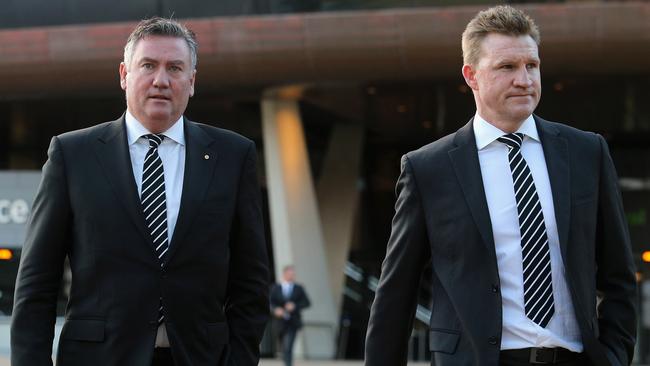 Collingwood president Eddie McGuire and coach Nathan Buckley. Picture: Getty Images