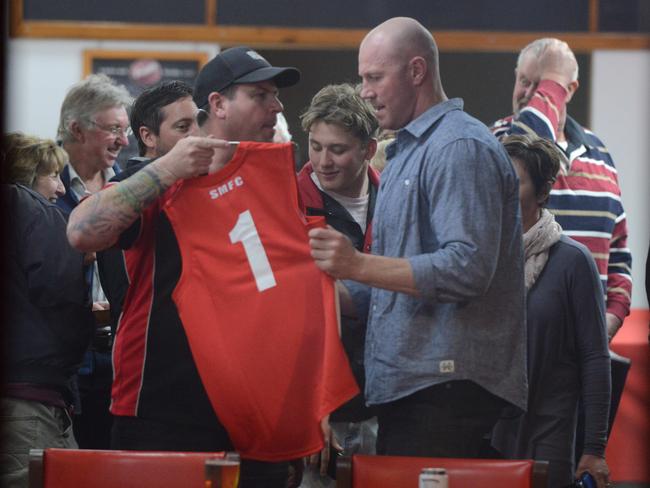 Barry Hall at a football club north of Adelaide last night. AAP Image/ Brenton Edwards