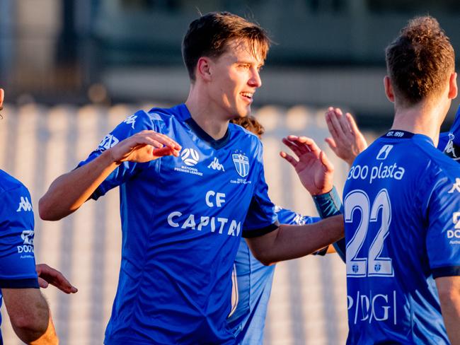 Marko Jankovic celebrates a South Melbourne goal. Picture: Behind the Lens