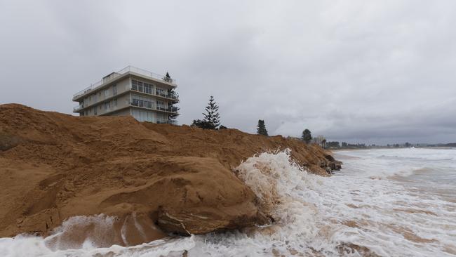 The new $25m seawall at Collaroy beach is likely to be tested as heavy surf hits the coast on Thursday. Picture: Brook Mitchell / Getty Images