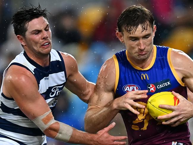 Brisbane’s flag unfurling is slated to open the AFL season. Picture: Albert Perez/AFL Photos via Getty Images