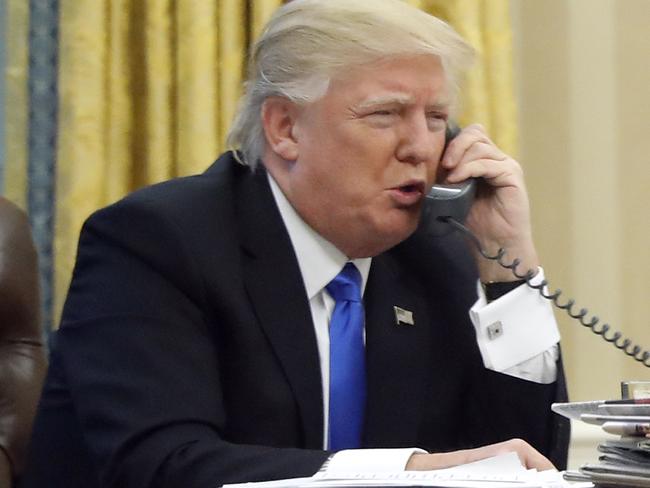 President Donald Trump’s phone conversation with Australian Prime Minister Malcolm Turnbull made international headlines again. Picture: Alex Brandon/AP