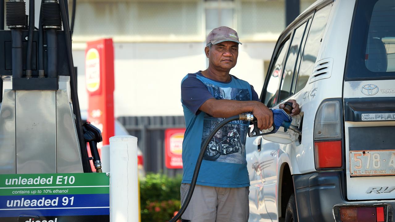 Donny Nieva, from Leanyer, fills up at United Darwin CBD in Daly Street. Picture: Patrina Malone