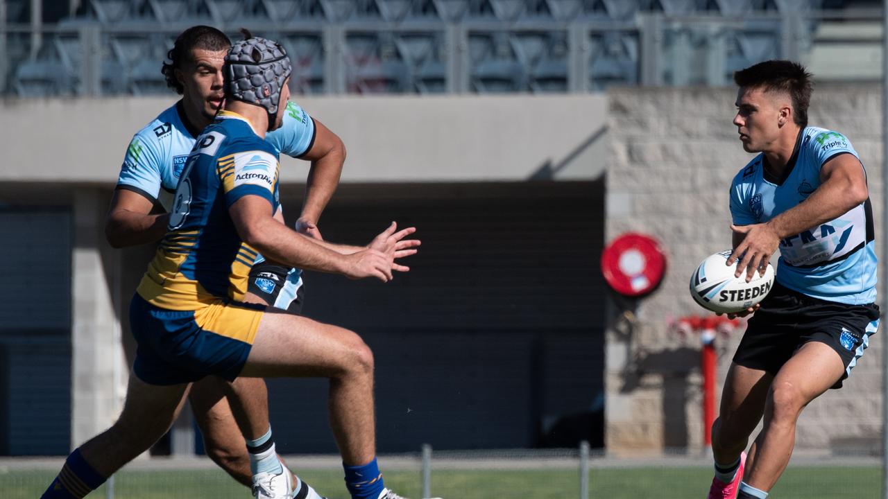 Brock Parker attempts an intercept for the Eels. Picture: Monique Harmer