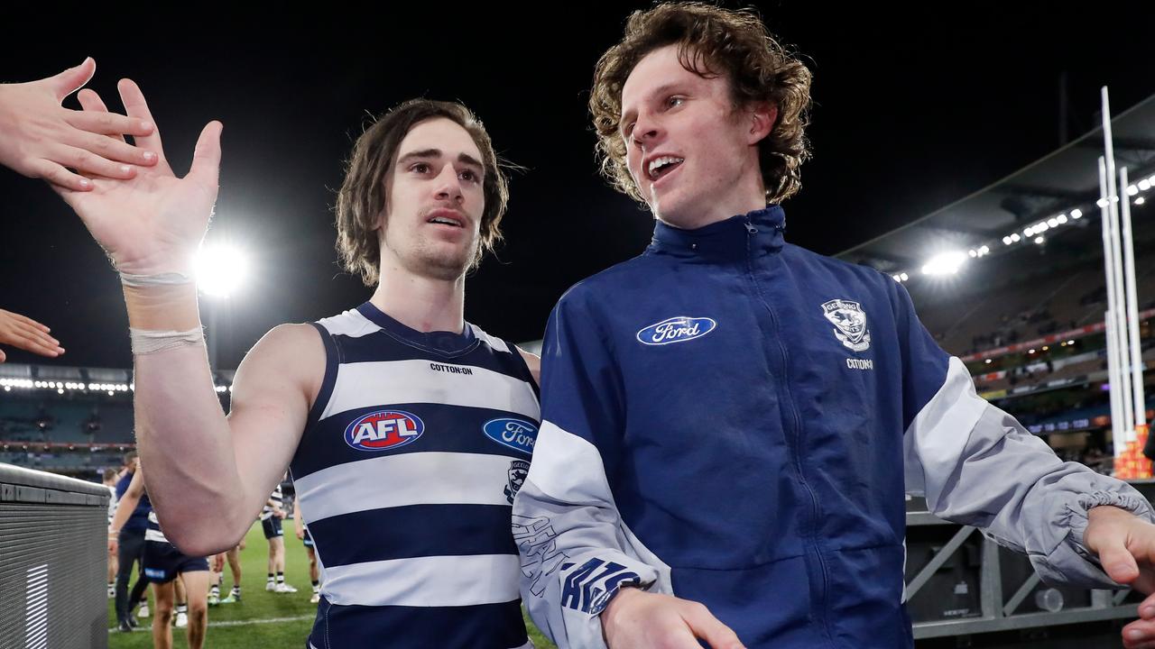 Max Holmes’ injury soured a perfect night for Geelong.