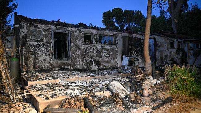 A house burned to the ground in Kibbutz Be’eri, in southern Israel near the Gaza border, one of the targets of the Hamas attack on Oct. 7. Picture: Getty Images