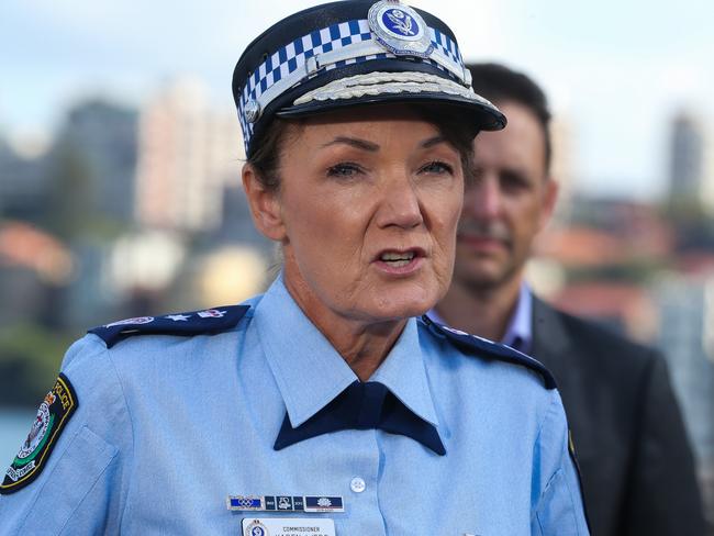 Commissioner Karen Webb addressing the media to discuss Sydney’s New Year’s Eve. Picture: Gaye Gerard