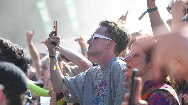 Music fans at The Falls festival in Byron Bay in 2019. Picture: Patrick Gee