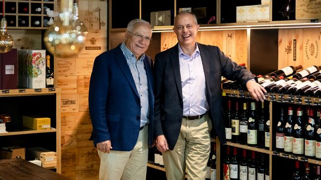 Wine critic and founder of Oliver’s Wines Jeremy Oliver, right, with Tony Leon, who together want to offer something new for wine drinkers.
