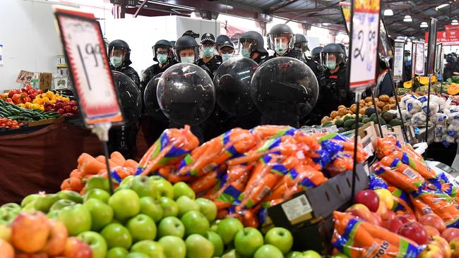 In Queen Victoria Market, Melbourne continued to enforce strict lockdown measures. Picture: AFP