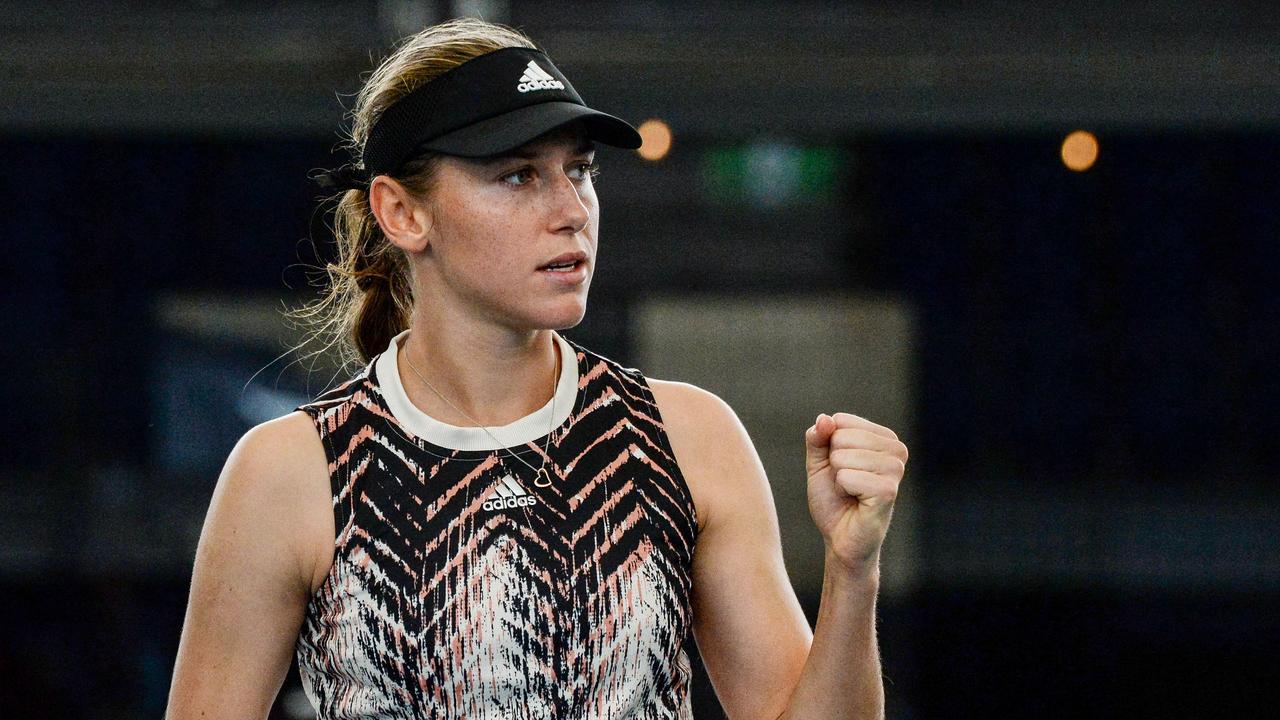 Slovenia’s Kaja Juvan completed a major upset over Aryna Sabalenka in Adelaide on Wednesday. Picture: AFP