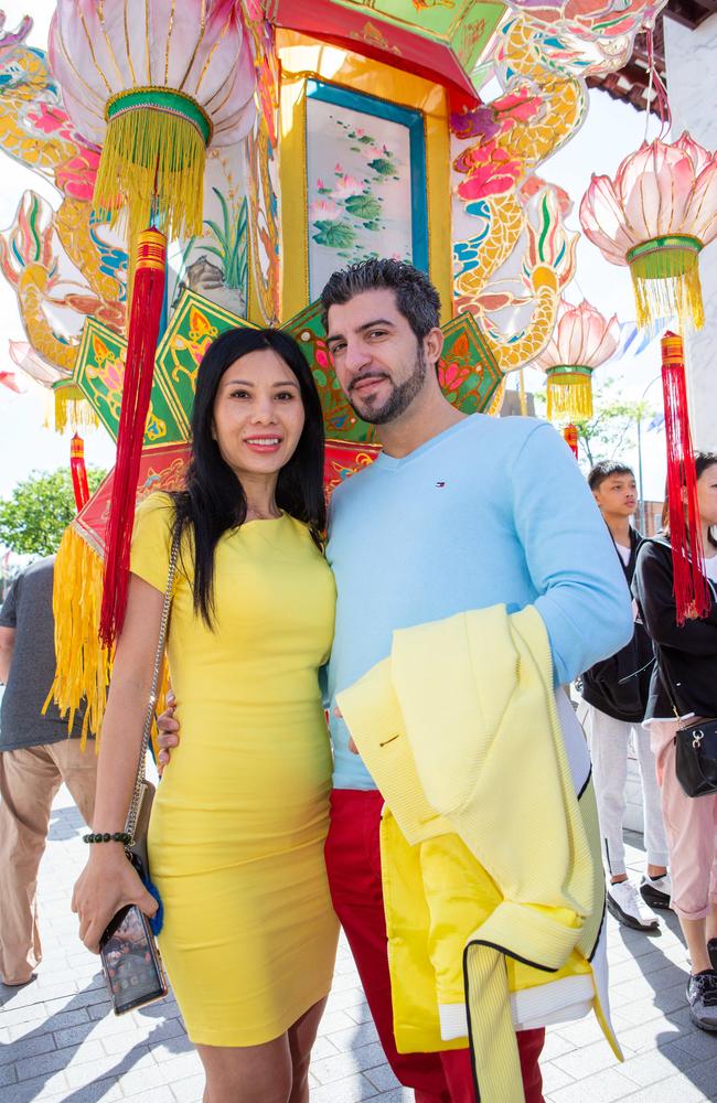 Trish Luu and Andrea Corona at the Cabramatta Moon Festival in 2018. Picture: Jordan Shields.