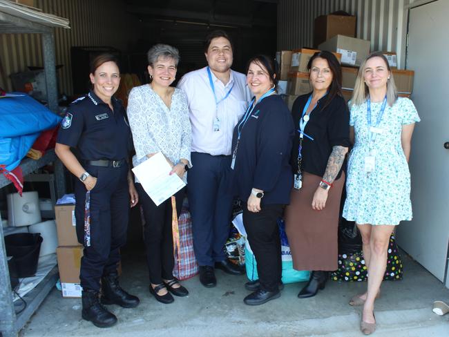 Sergeant Alicia Town (PCYC), Monica Smith, Jason Kirkpatrick, Louisa Loots, Kerrianne Bettridge and Pamela Sullivan (all Catholic Care) at Mackay PCYC on Wednesday, January 4, 2022. Picture: Andrew Kacimaiwai