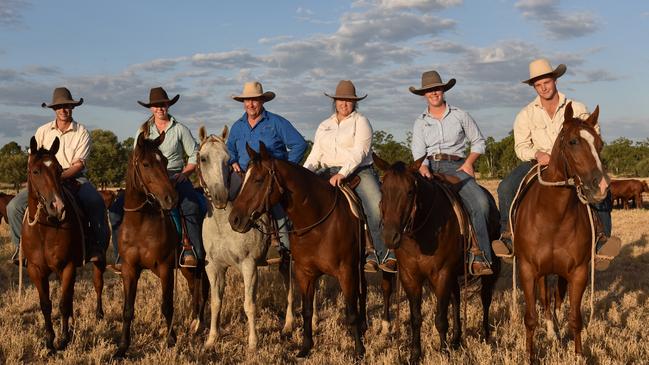 Blair and Josie Angus on their Kimberley Station in Queensland, with children John, Lauren, Maddie and David. Pictures: John Elliott