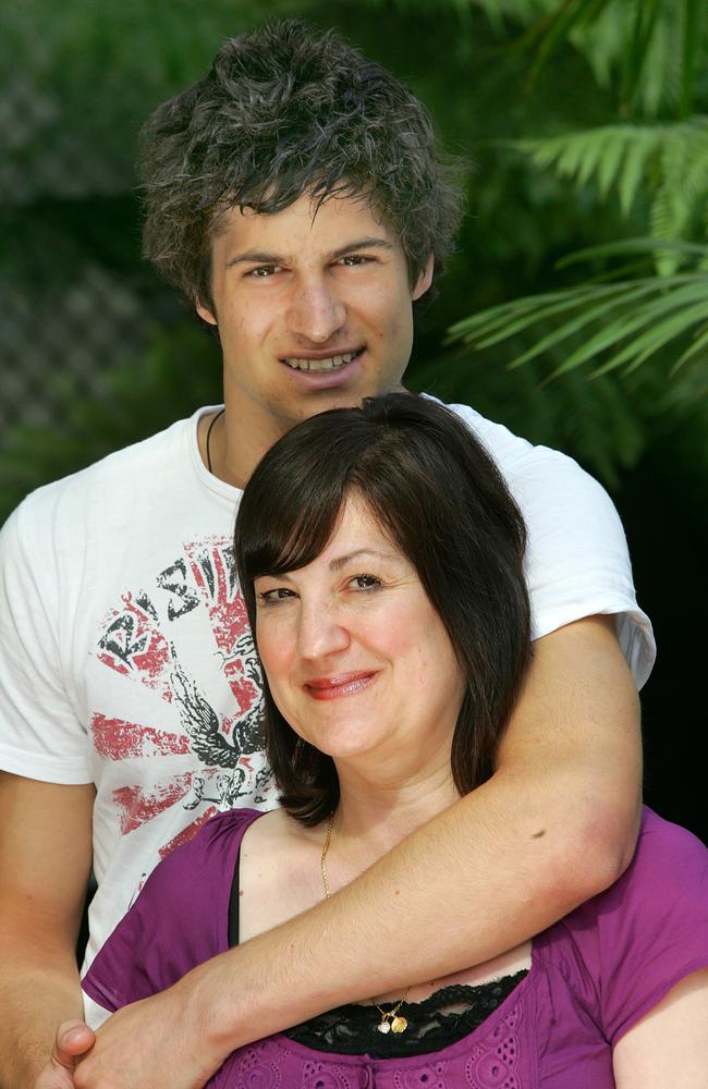 David Mirra — pictured with mum Maria — nominated for the AFL draft in 2009, but had to wait until the weekend to make his debut.