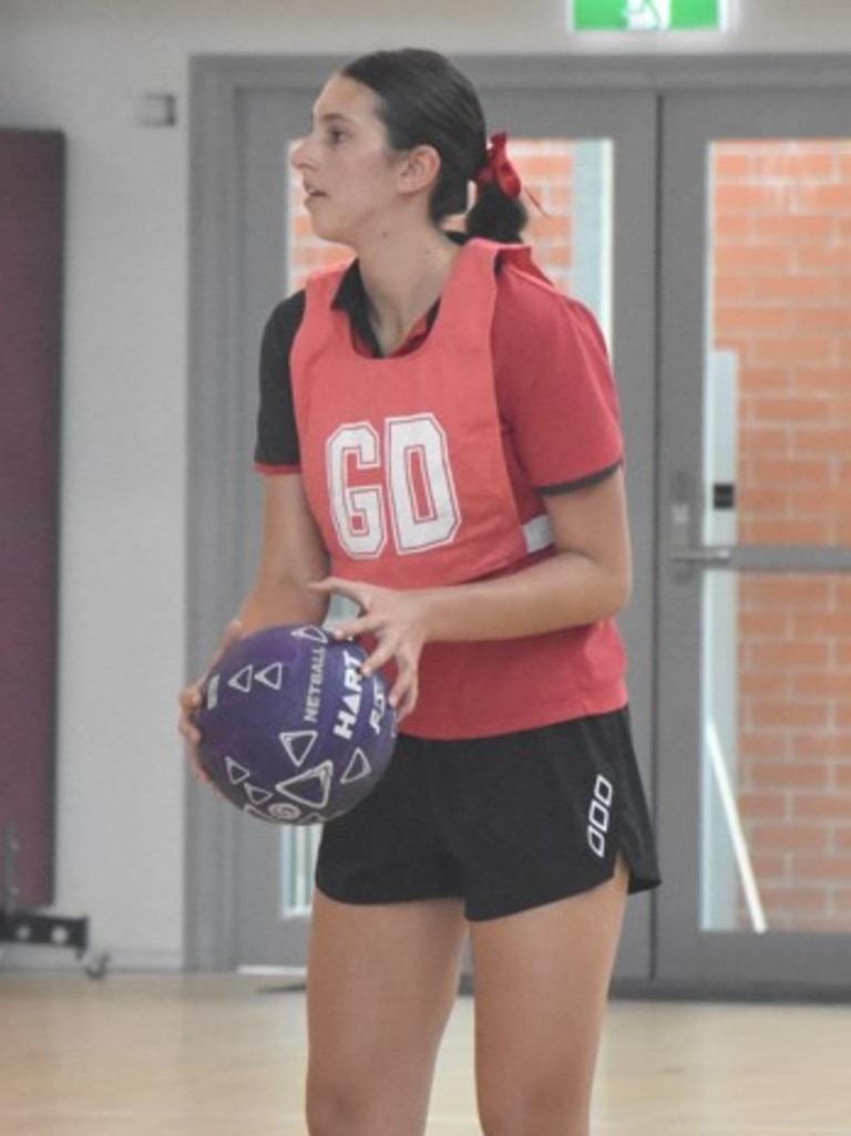 Former Australian Diamonds star Sharni Norder running coaching clinics for Rockhampton Grammar School netball teams, Saturday, March 11, 2023.