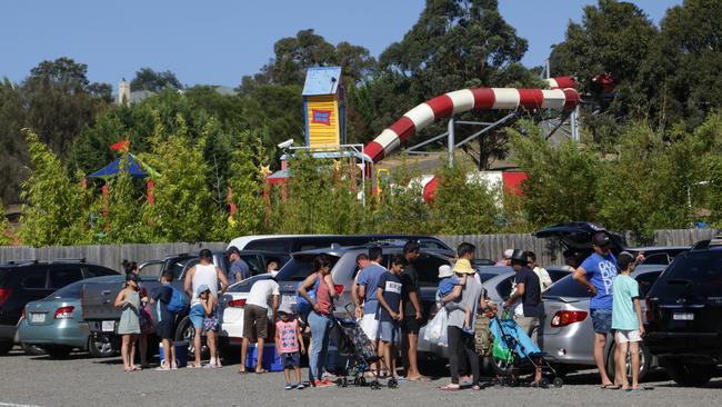 The Funfields carpark was packed on January 28, causing many people to receive parking fines. Picture: Hamish Blair