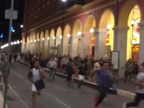 Crowds flee the scene of an attack in the French city of Nice. A truck hit a crowd of people celebrating Bastille Day. Reports state that there are up to 70 casualties. Source: INSTAGRAM