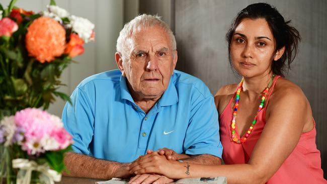 Frank Jenkins with daughter Jen Bowen in Adelaide. Picture: Bianca Di Marchi