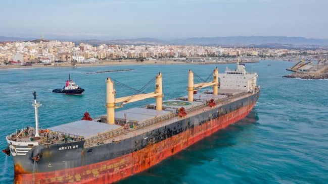 The bulk carrier container ship from which a drug mule was trying to collect more than 50kgs of cocaine when he drowned arrived in Newcastle from Argentina. Picture: Supplied