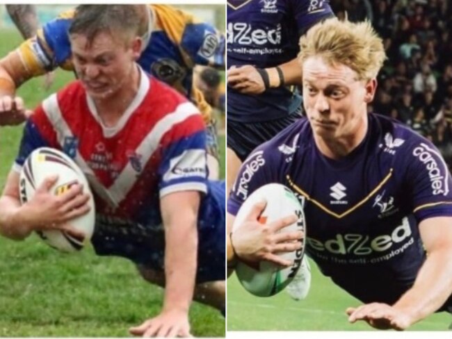 Tyran Wishart's try for Melbourne during their semi-final win over the Sydney Roosters was remarkably similar to one he scored during in his junior days. Credit: Supplied.